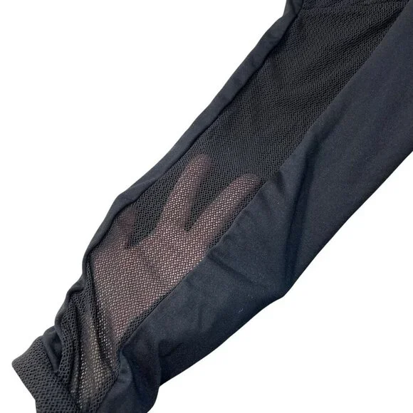 Fabletics Jogger Pants Womens Black Mesh Lined Drawstring Elastic Waist Sheer M - Picture 3 of 8